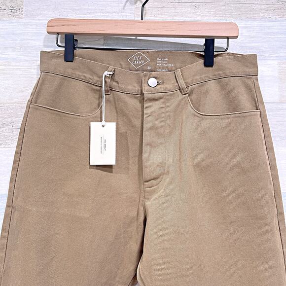 Alex Crane Canvas Cham Pants Tan Button Fly Slim Leg Cotton Casual Mens 30 - Picture 2 of 6
